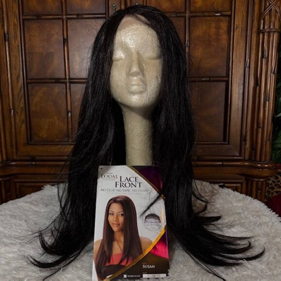 Freetress Equal 25" Susan Lace Front Shake-N-Go Color 1B Synthetic Wig - Picture 2 of 16